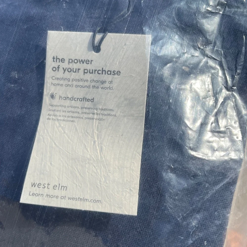NWT - Pair (2) Woven NAVY MIDNIGHT Diamond Pillow Covers West Elm 20 x 20